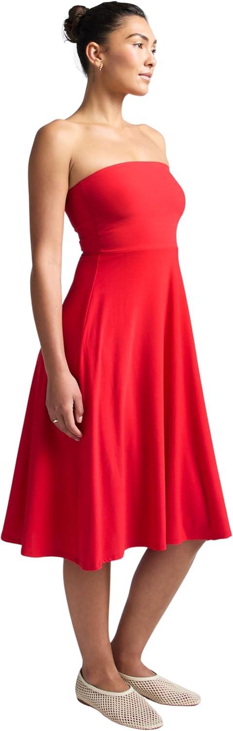 imageBeyond Yoga Womens Featherweight Strapless DressCandy Apple Red Heather