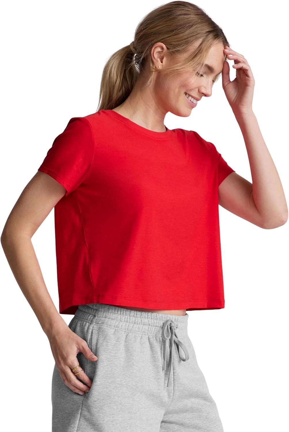 imageBeyond Yoga Womens Featherweight Supreme Cropped TeeCandy Apple Red Heather