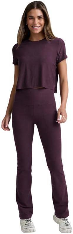 imageBeyond Yoga Womens Featherweight Supreme Cropped TeeEggplant Purple Heather