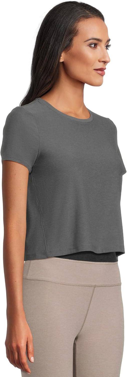 imageBeyond Yoga Womens Featherweight Supreme Cropped TeeTrue Gray Heather