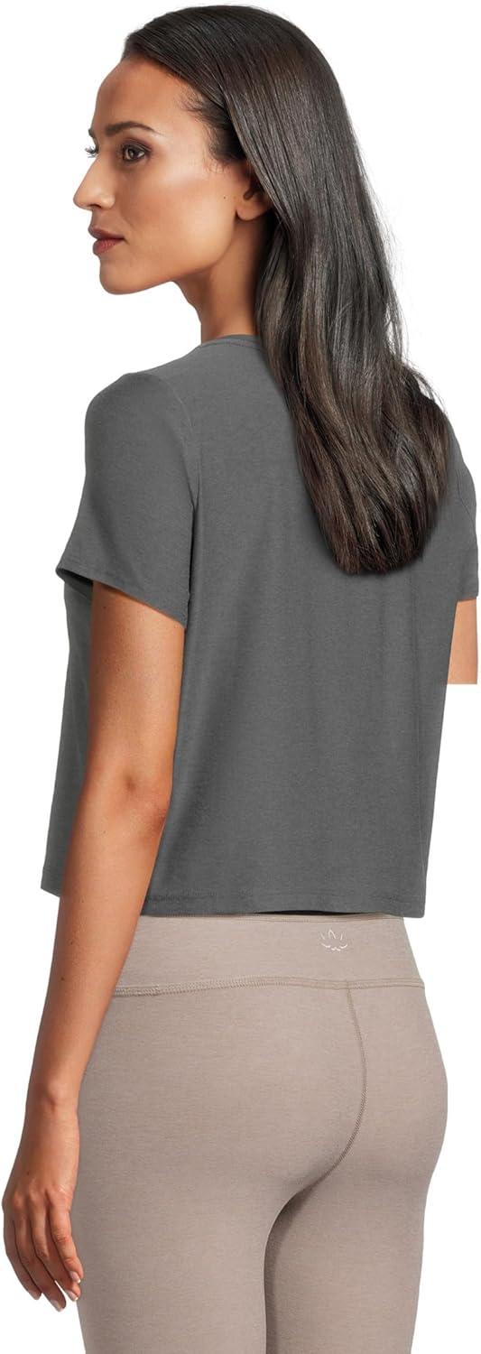 imageBeyond Yoga Womens Featherweight Supreme Cropped TeeTrue Gray Heather
