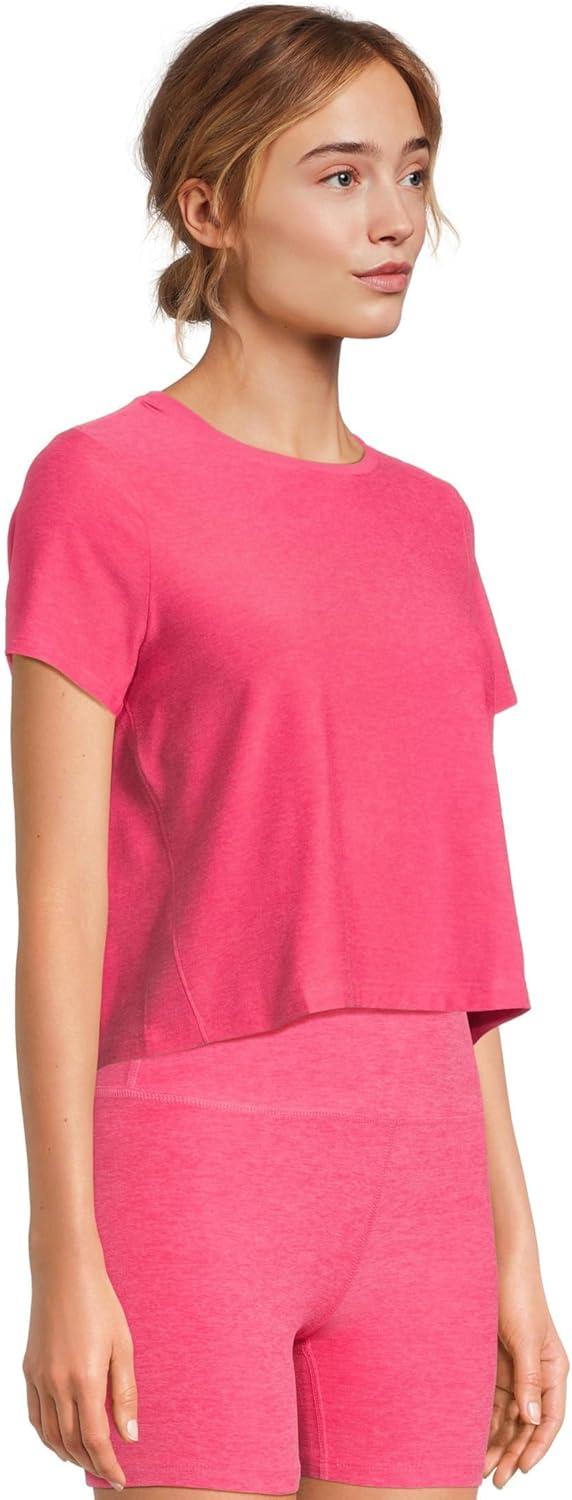 imageBeyond Yoga Womens Featherweight Supreme Cropped TeeVivid Pink Heather
