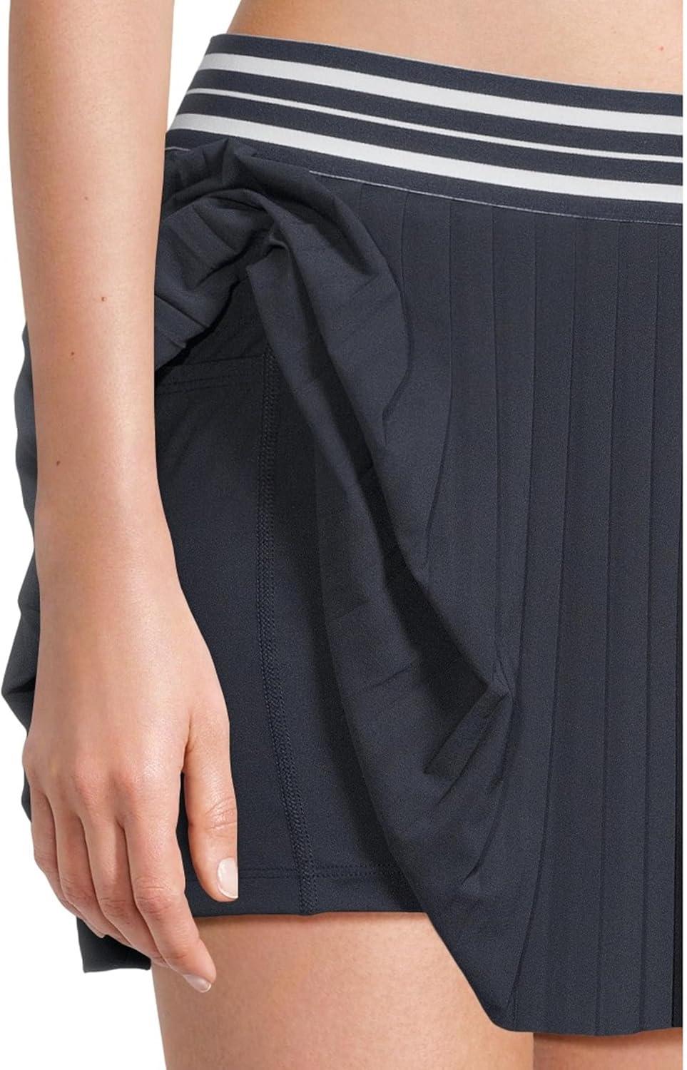 imageBeyond Yoga Womens If You Pleats Tipped Elastic Mini SkirtNocturnal Navy