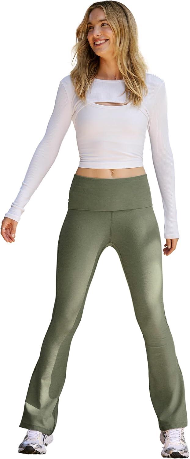 imageBeyond Yoga Womens Spacedye Foldover Bootcut PantGrey Sage Heather