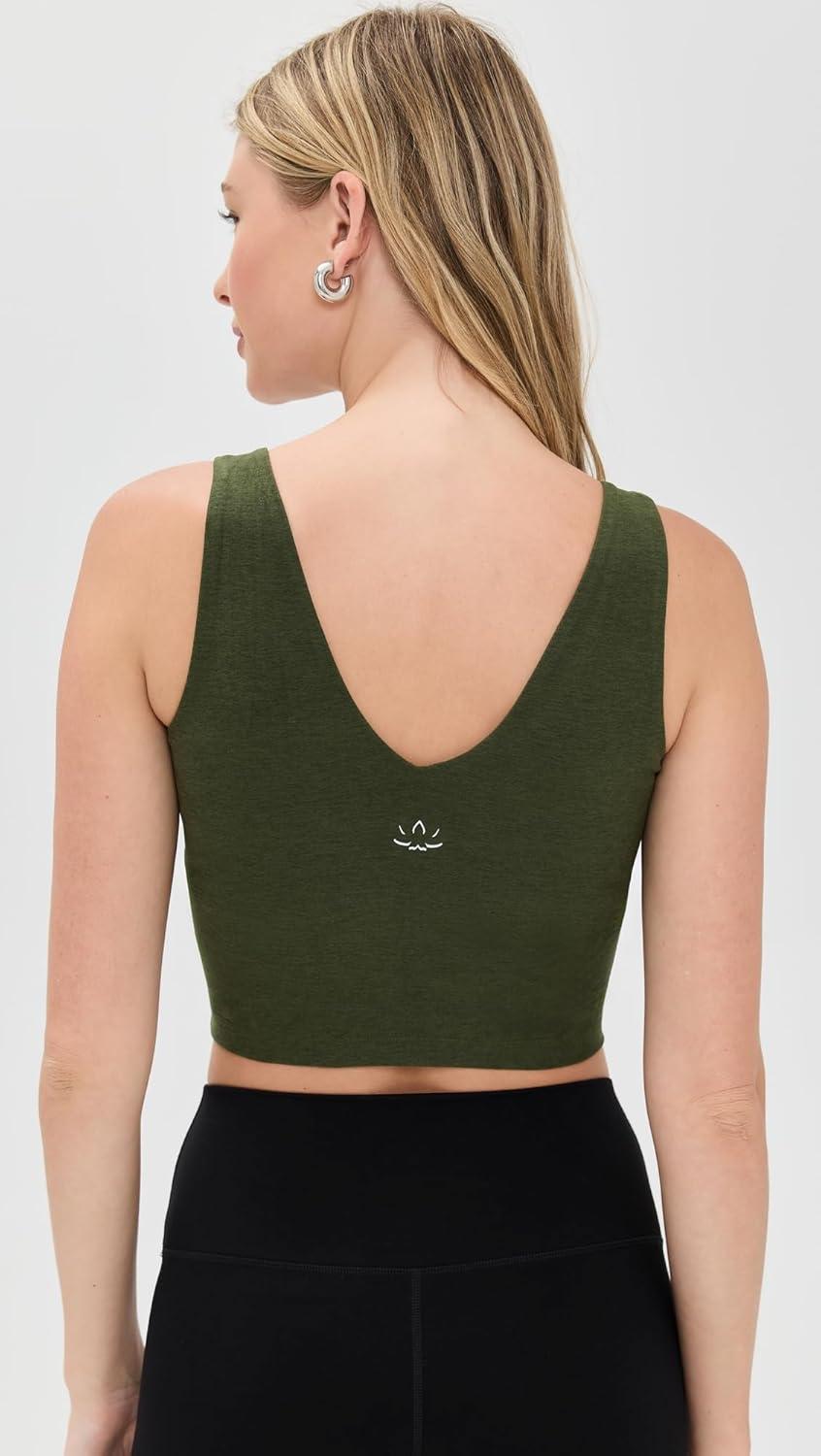 imageBeyond Yoga Womens Spacedye Good Day Cropped TankArmy Green Heather