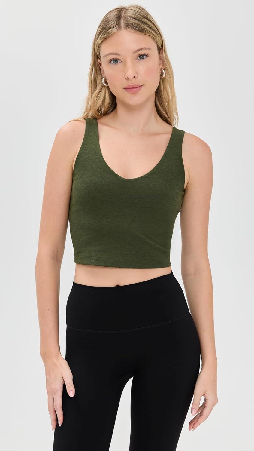 imageBeyond Yoga Womens Spacedye Good Day Cropped TankArmy Green Heather
