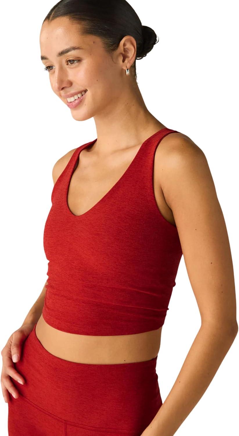 imageBeyond Yoga Womens Spacedye Good Day Cropped TankRuby Red Heather