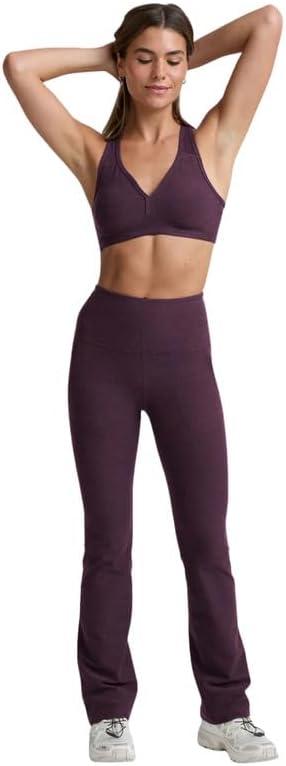 imageBeyond Yoga Womens Spacedye HighWaisted Practice Pocket Bootcut PantsEggplant Purple Heather