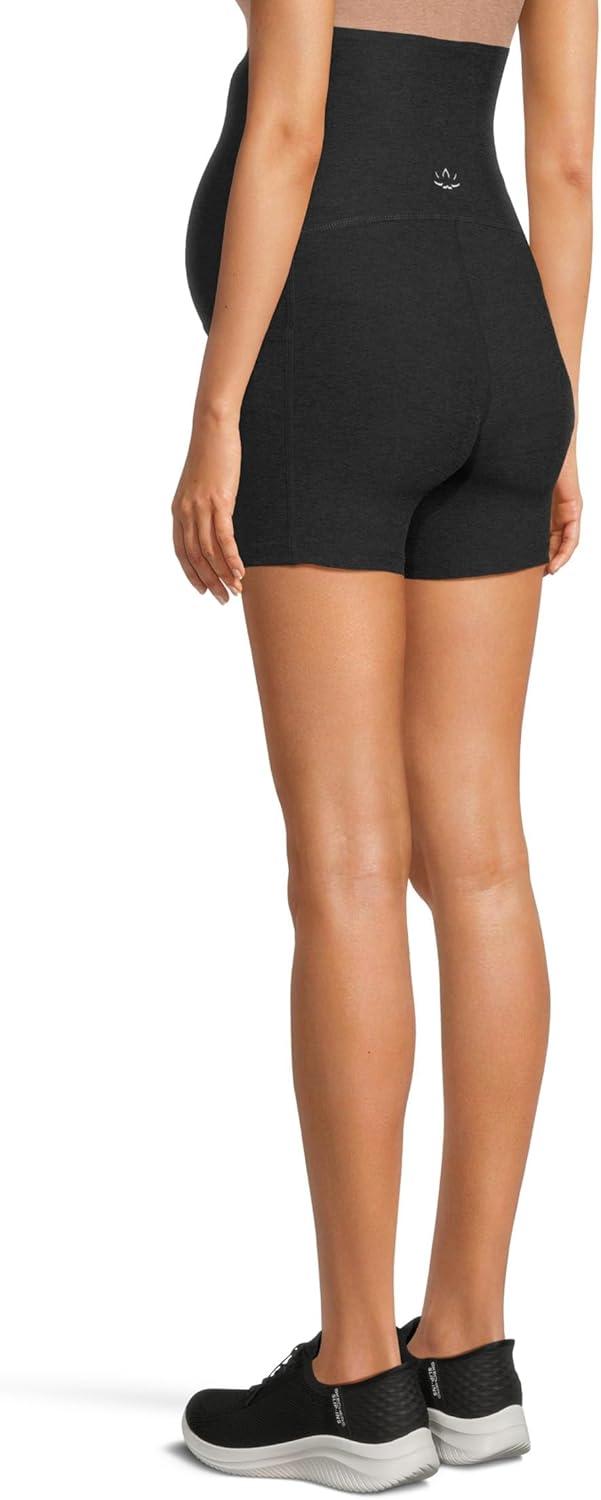 imageBeyond Yoga Womens Spacedye Keep Pace 5quot Maternity Pocket Biker ShortsDarkest Night