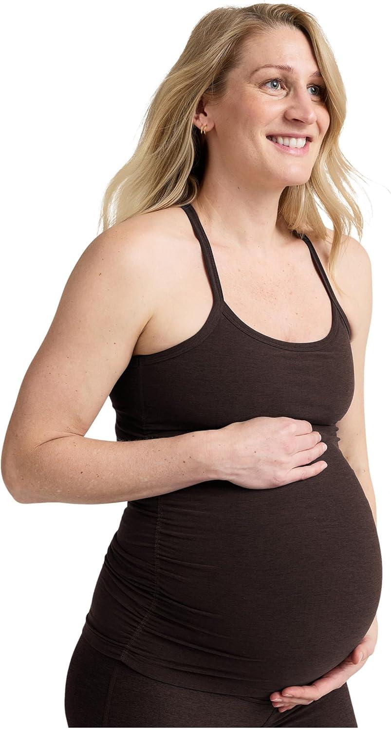 imageBeyond Yoga Womens Spacedye Keep Your Cool Maternity Slim Racerback TDark Chocolate Heather