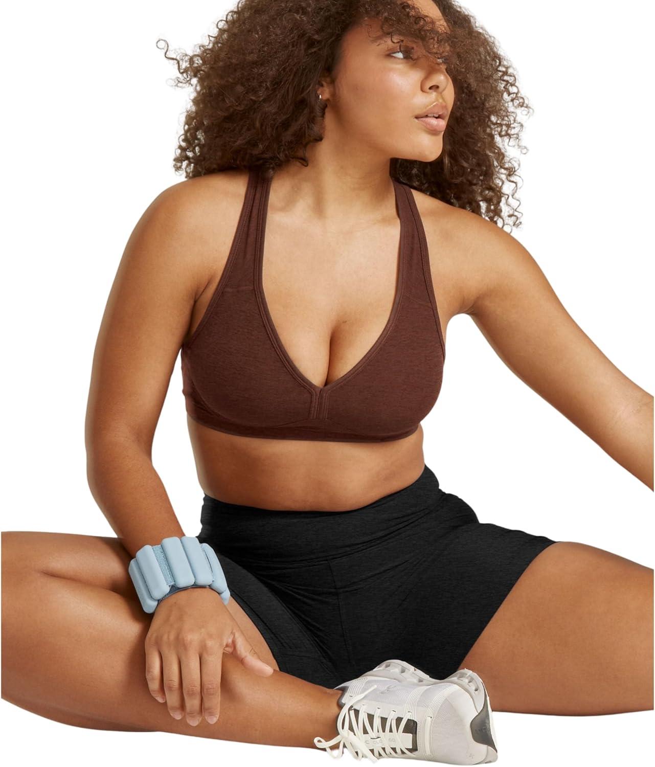 imageBeyond Yoga Womens Spacedye Lift Your Spirits BraTrue Chocolate Heather