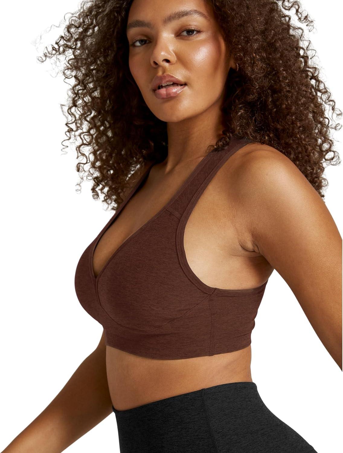 imageBeyond Yoga Womens Spacedye Lift Your Spirits BraTrue Chocolate Heather
