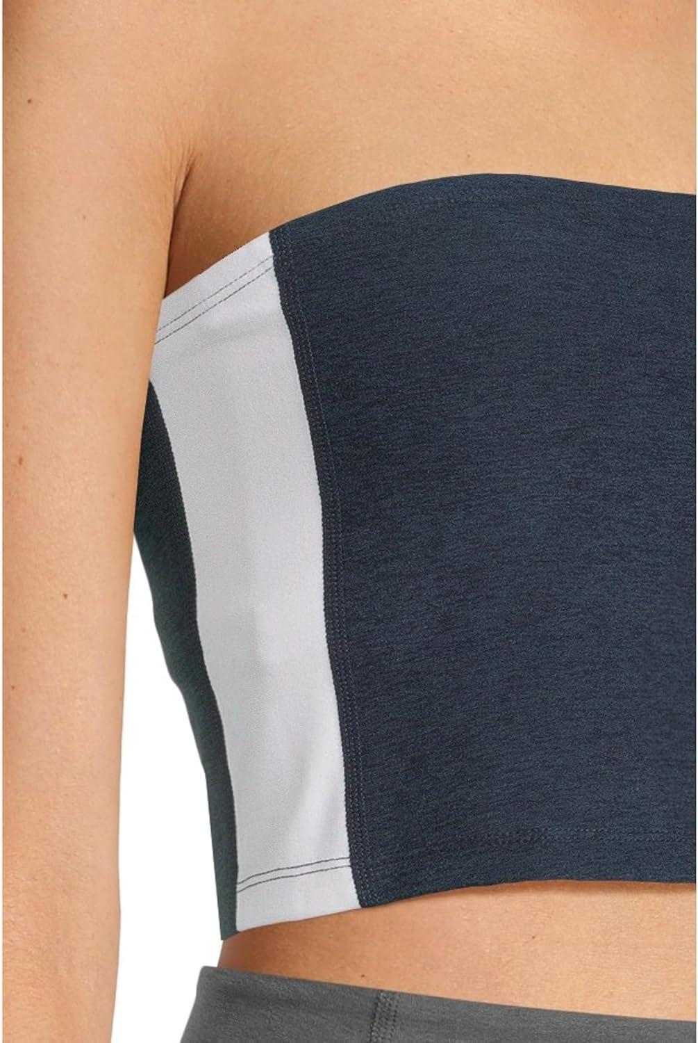 imageBeyond Yoga Womens Spacedye Line Up Strapless Cropped TopNocturnal NavyCloud White
