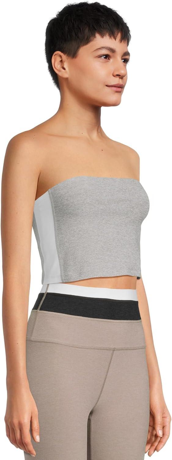 imageBeyond Yoga Womens Spacedye Line Up Strapless Cropped TopSilver MistCloud White