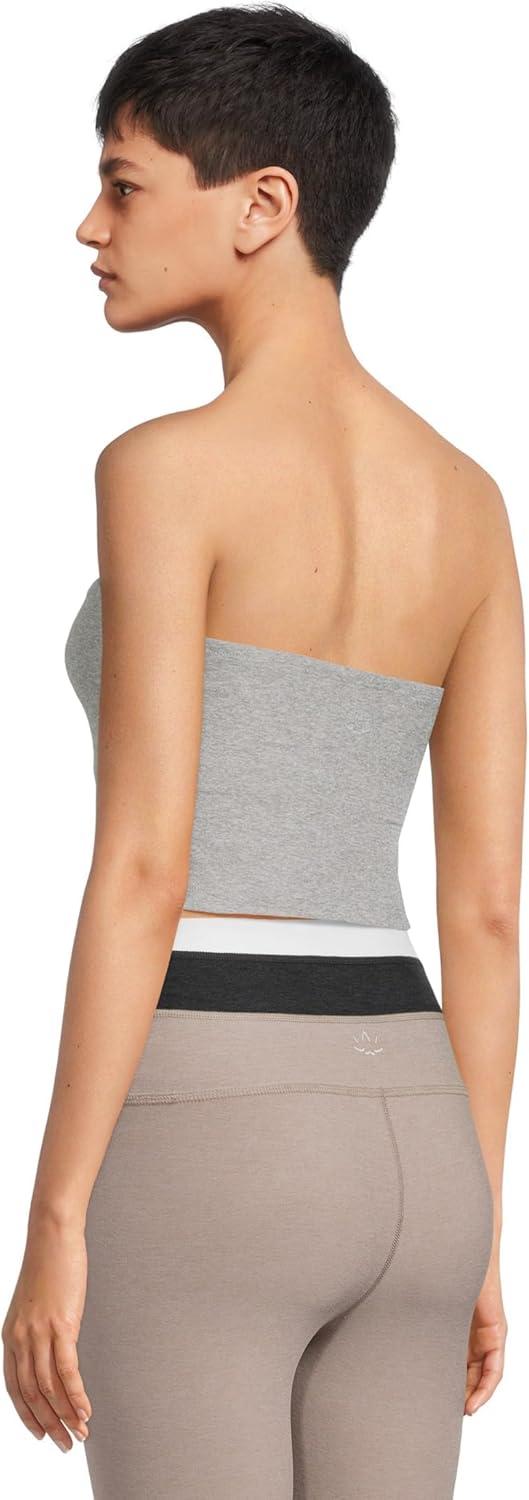 imageBeyond Yoga Womens Spacedye Line Up Strapless Cropped TopSilver MistCloud White
