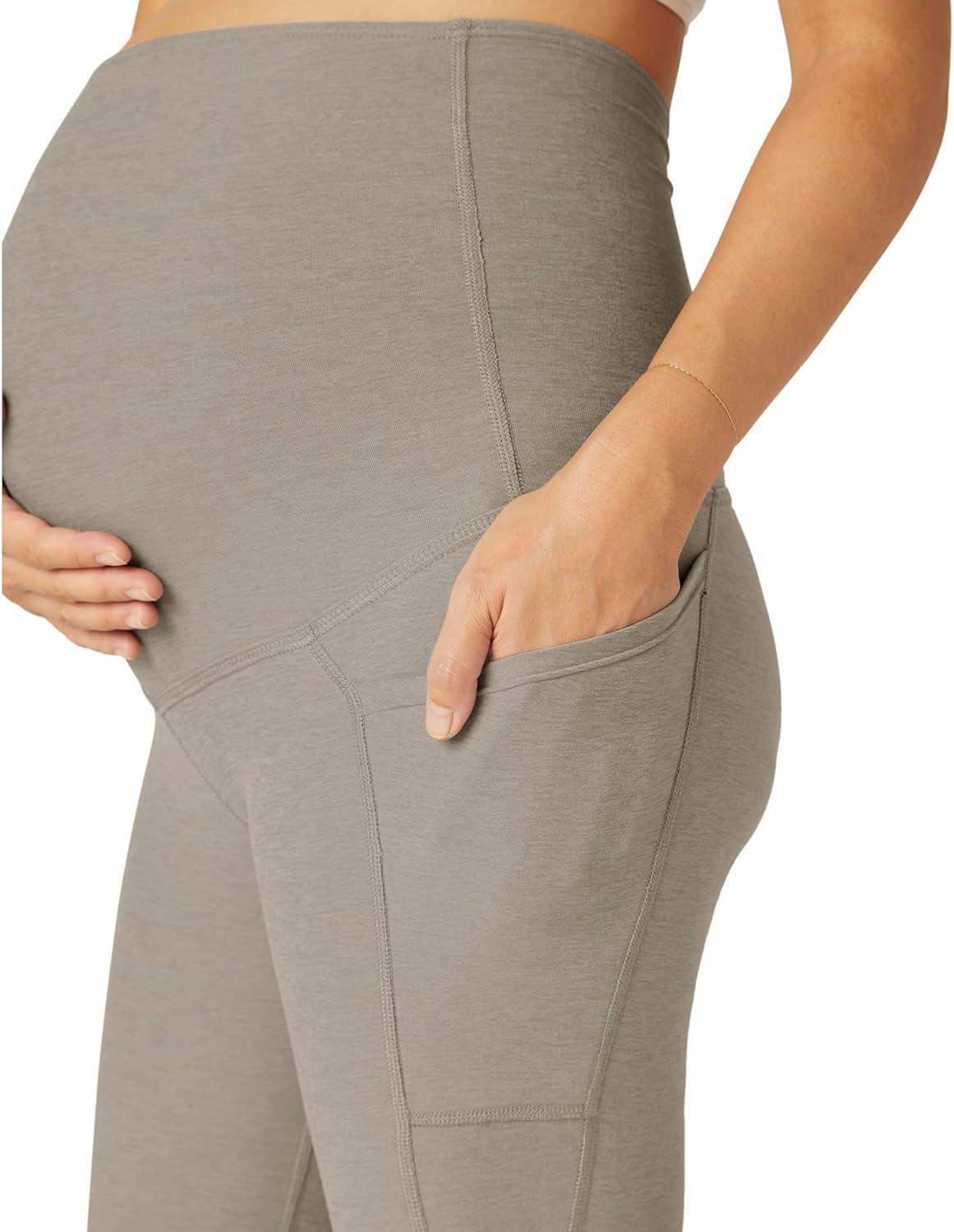 imageBeyond Yoga Womens Spacedye Love The Bump Maternity Pocket Midi LeggingBirch Heather