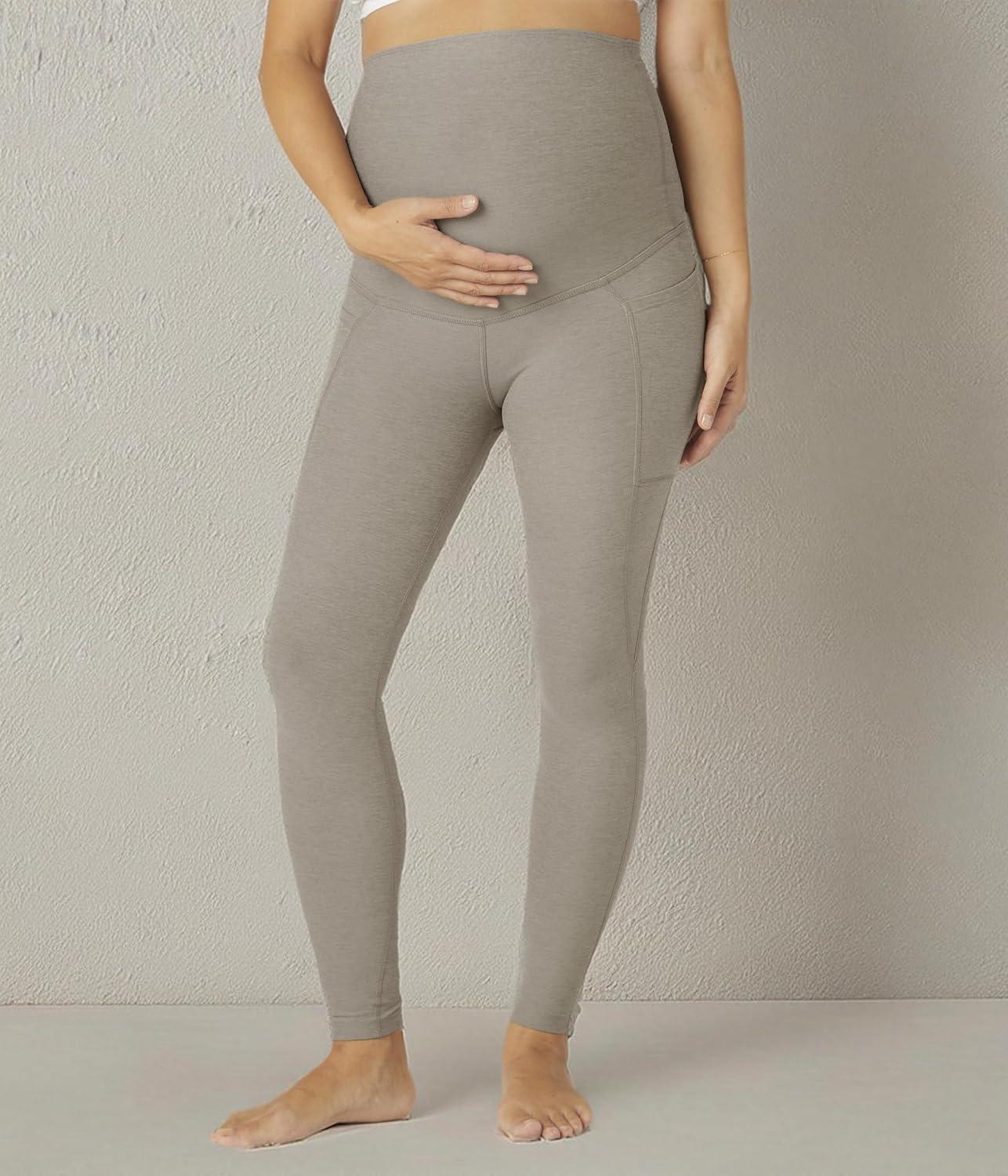 imageBeyond Yoga Womens Spacedye Love The Bump Maternity Pocket Midi LeggingBirch Heather