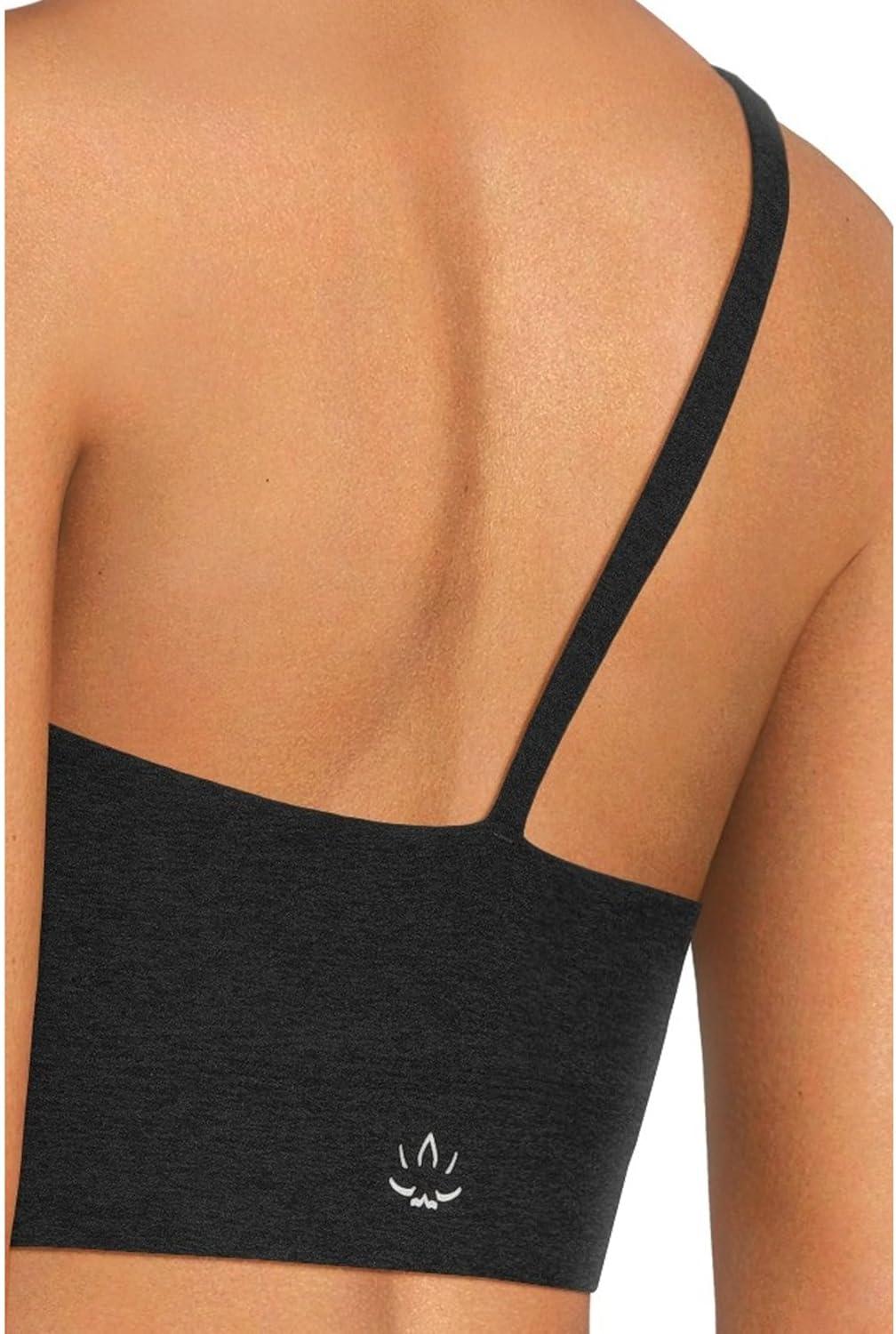 imageBeyond Yoga Womens Spacedye One Shoulder Long Line Light Support BraDarkest Night