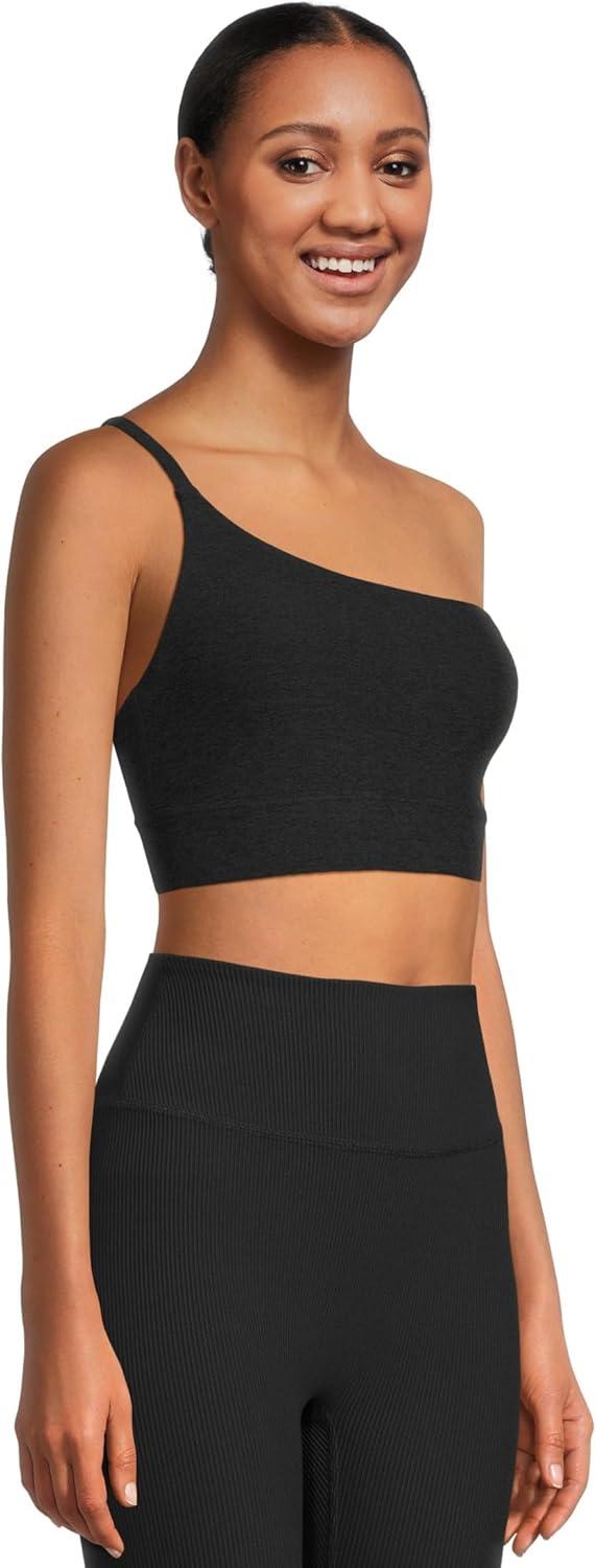 imageBeyond Yoga Womens Spacedye One Shoulder Long Line Light Support BraDarkest Night
