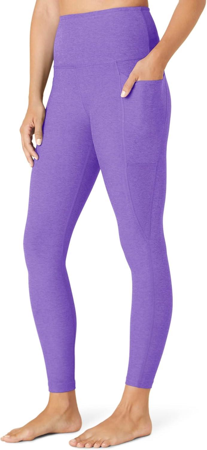 imageBeyond Yoga Womens Spacedye Out of Pocket HighWaisted Midi LeggingBright Amethyst Heather