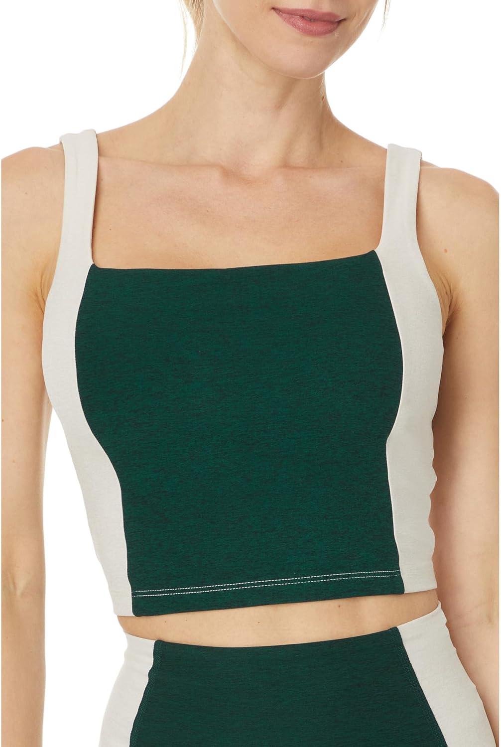 imageBeyond Yoga Womens Spacedye Refocus Cropped TankDark Spruce GreenEggshell