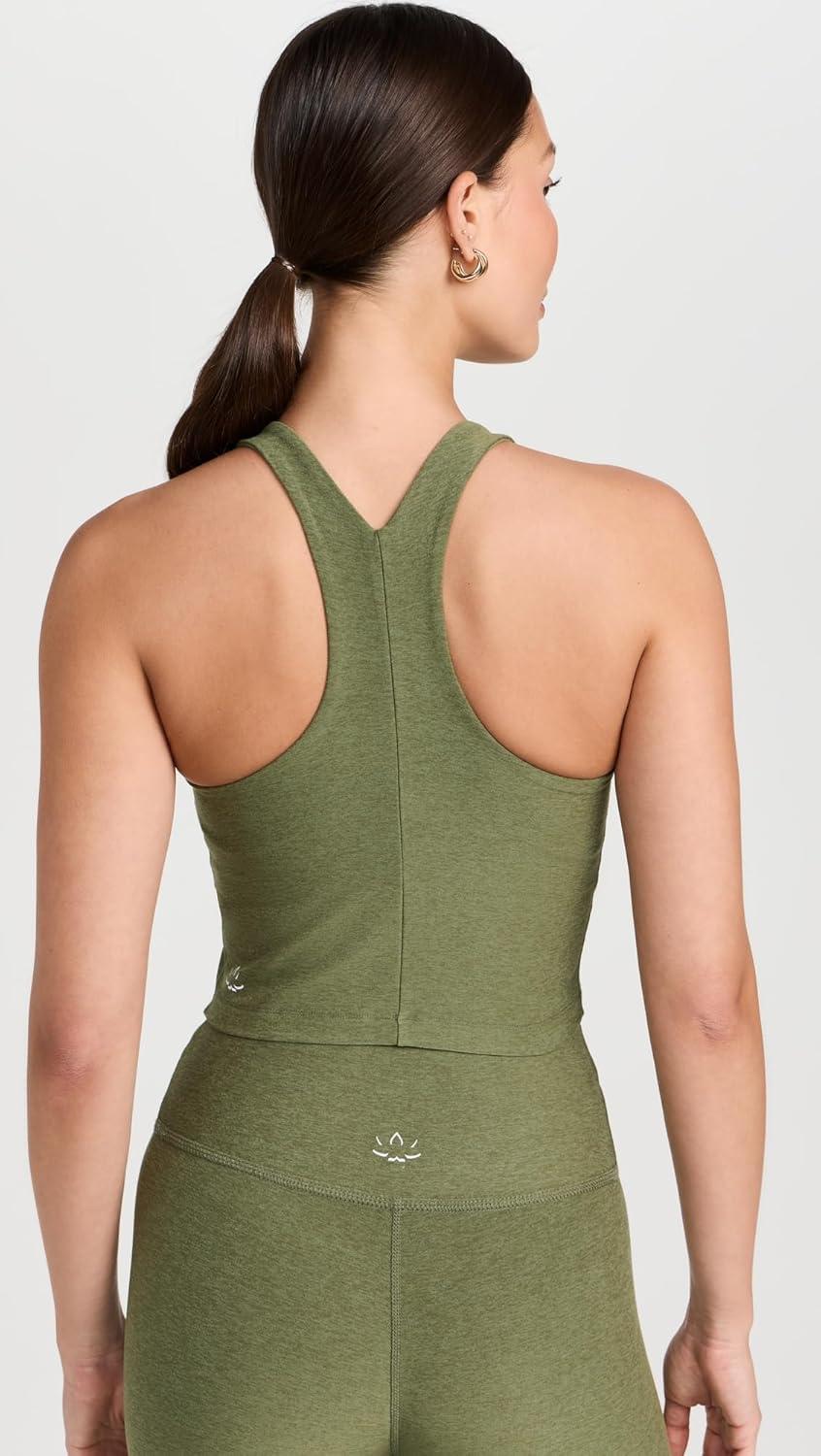imageBeyond Yoga Womens Spacedye Refocus Cropped TankMoss Green Heather