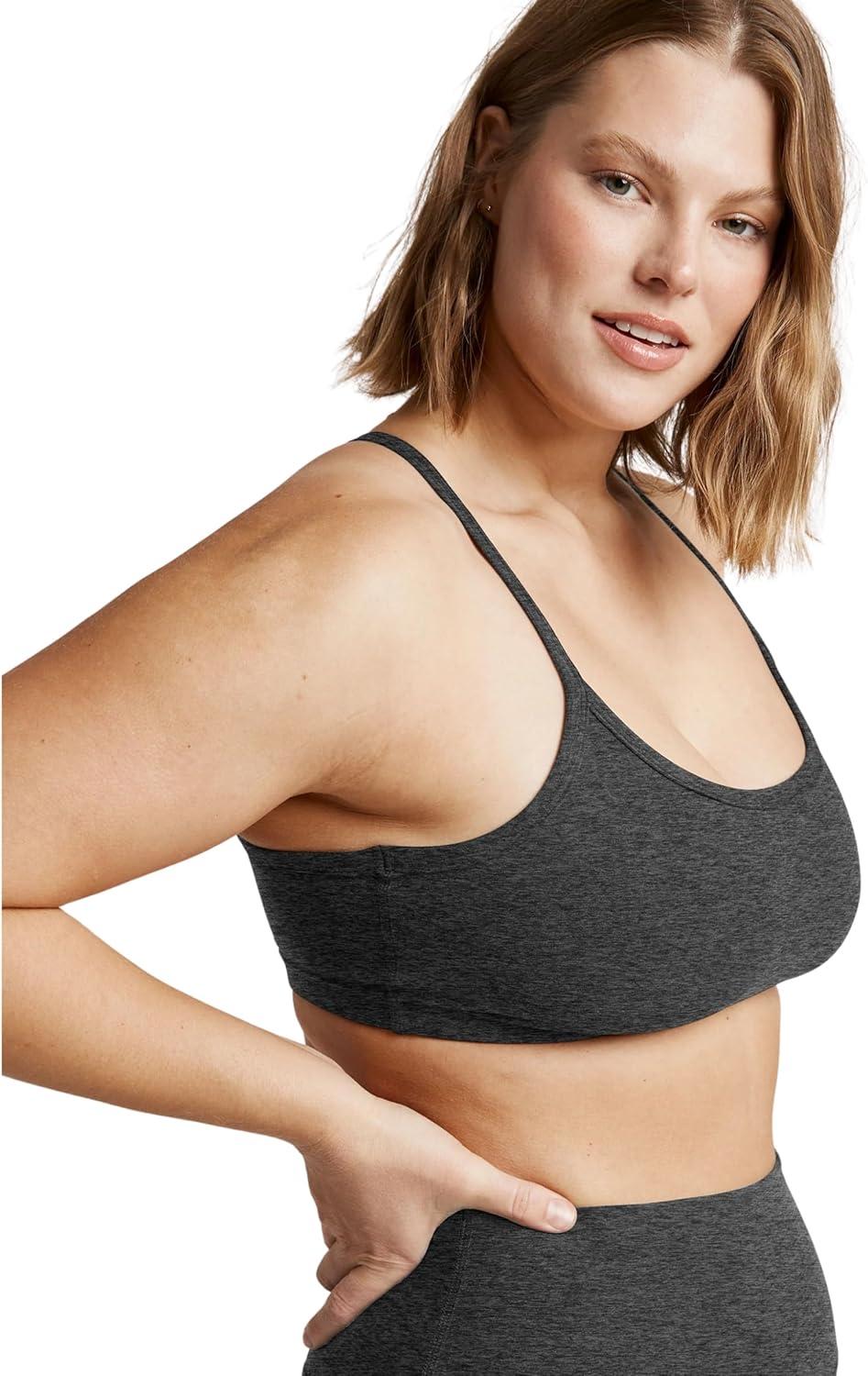 imageBeyond Yoga Womens Spacedye Slim Racerback BraBlackcharcoal