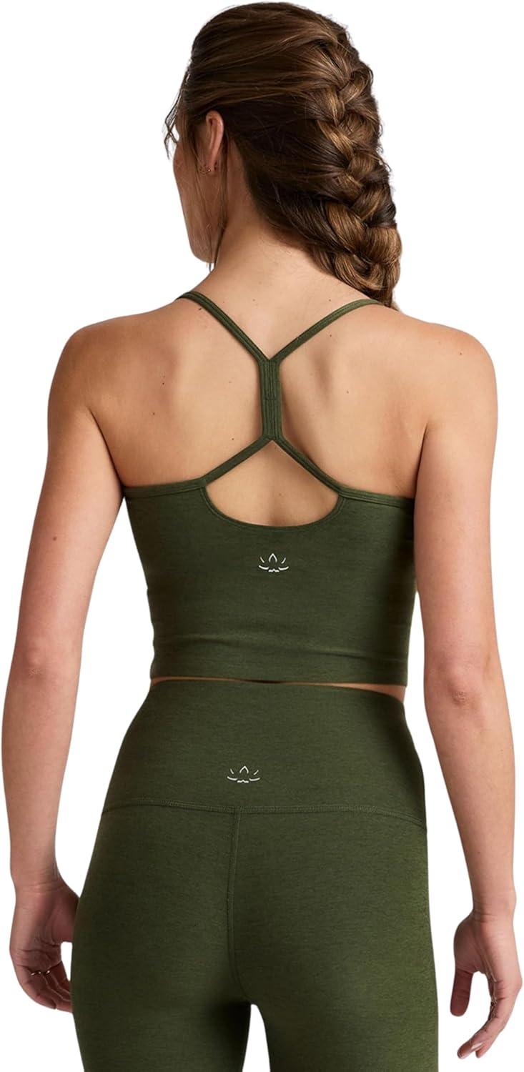 imageBeyond Yoga Womens Spacedye Slim Racerback Cropped TankArmy Green Heather