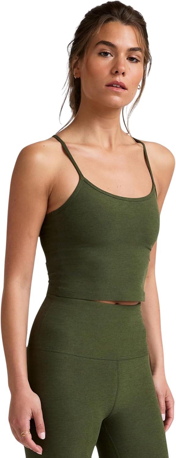 imageBeyond Yoga Womens Spacedye Slim Racerback Cropped TankArmy Green Heather