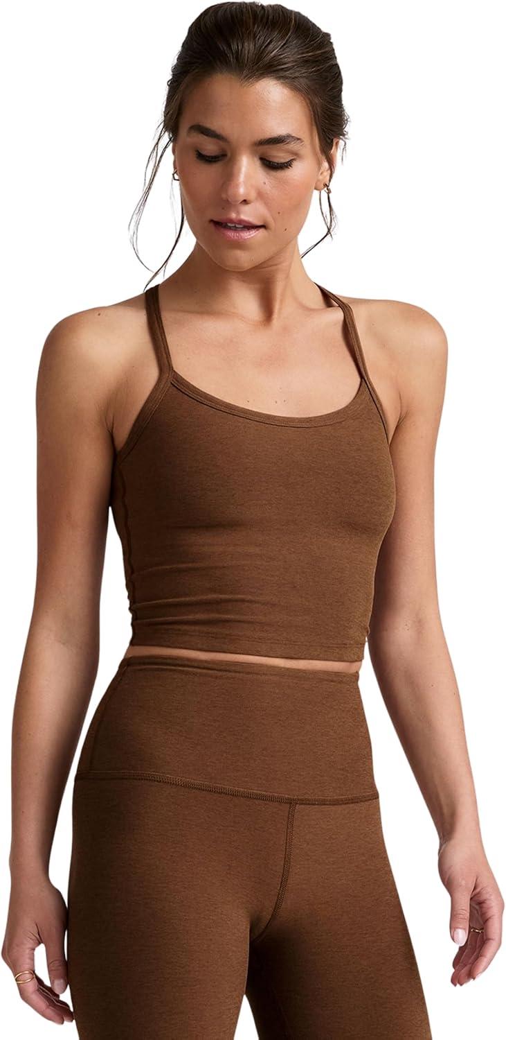 imageBeyond Yoga Womens Spacedye Slim Racerback Cropped TankBold Mocha Heather