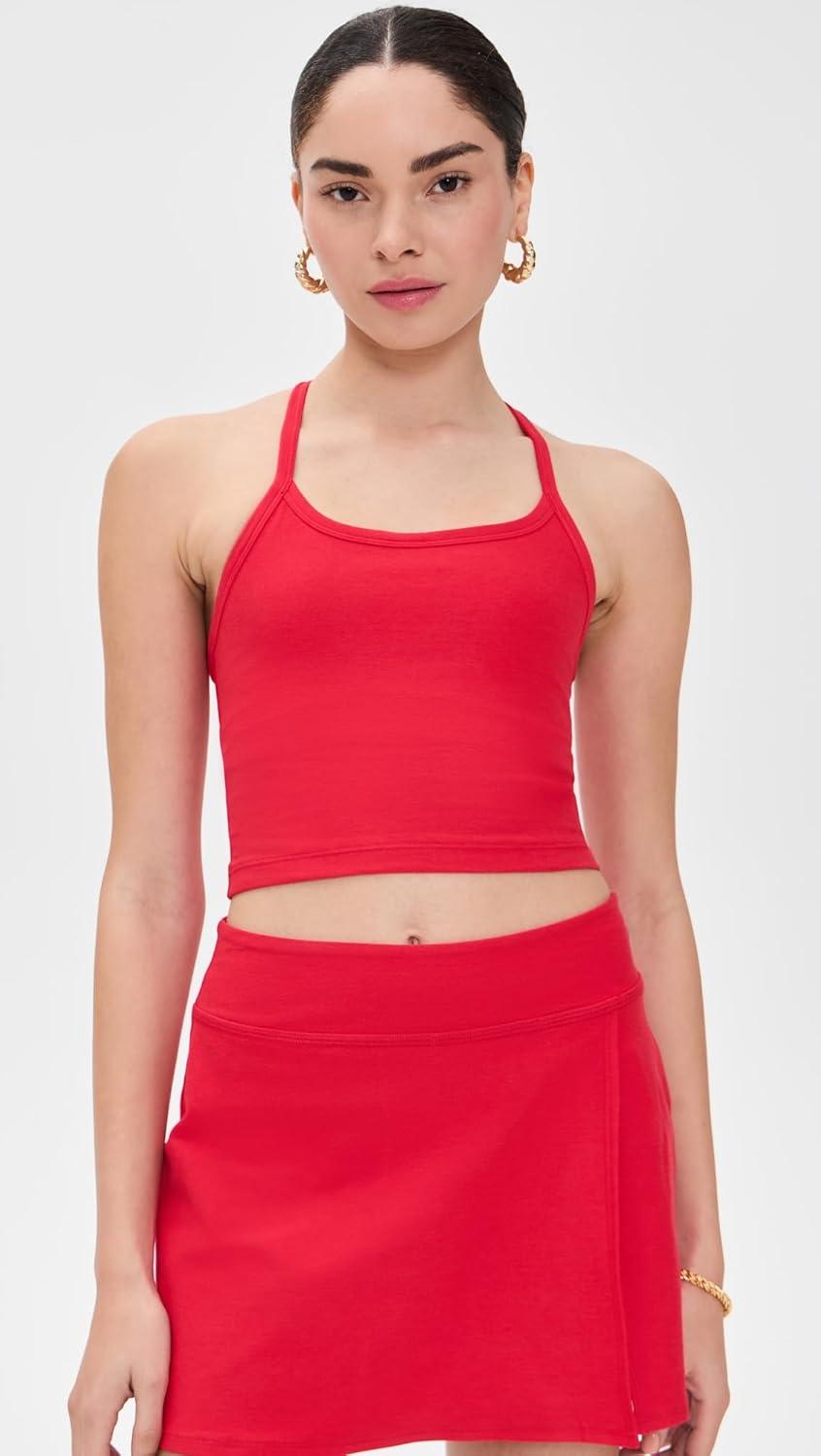 imageBeyond Yoga Womens Spacedye Slim Racerback Cropped TankCandy Apple Red Heather