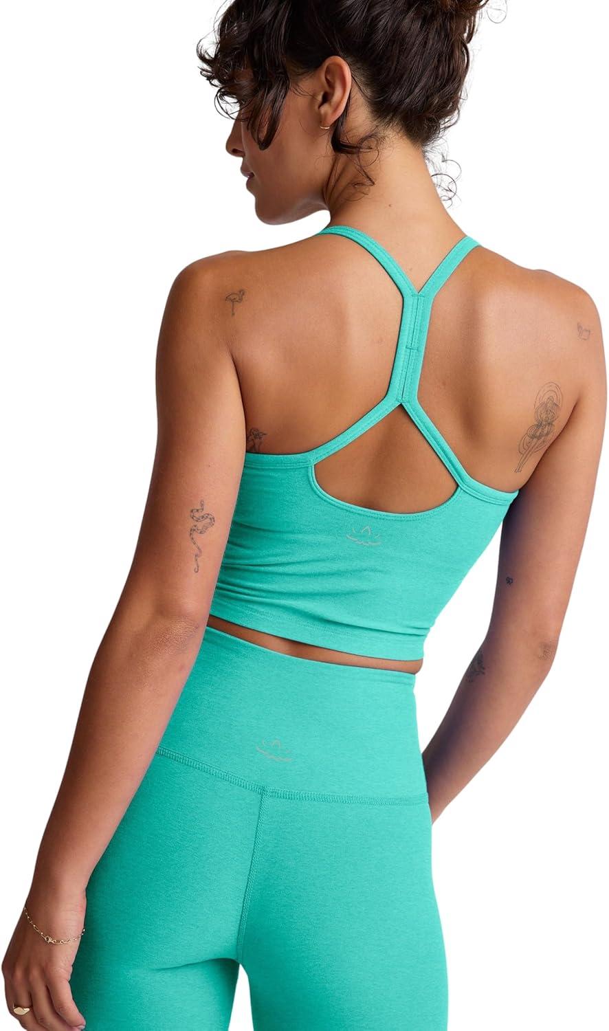 imageBeyond Yoga Womens Spacedye Slim Racerback Cropped TankCarribean Sea Heather