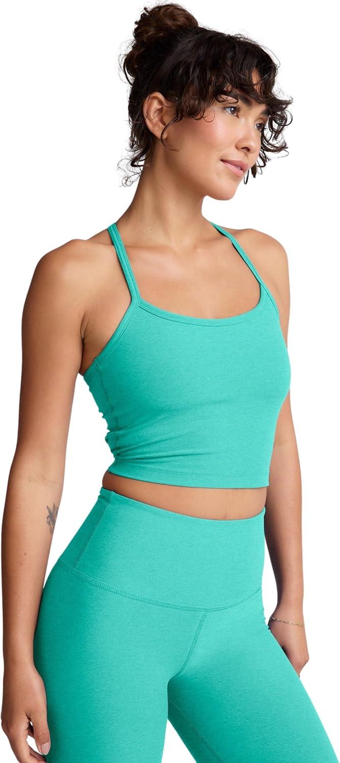 imageBeyond Yoga Womens Spacedye Slim Racerback Cropped TankCarribean Sea Heather