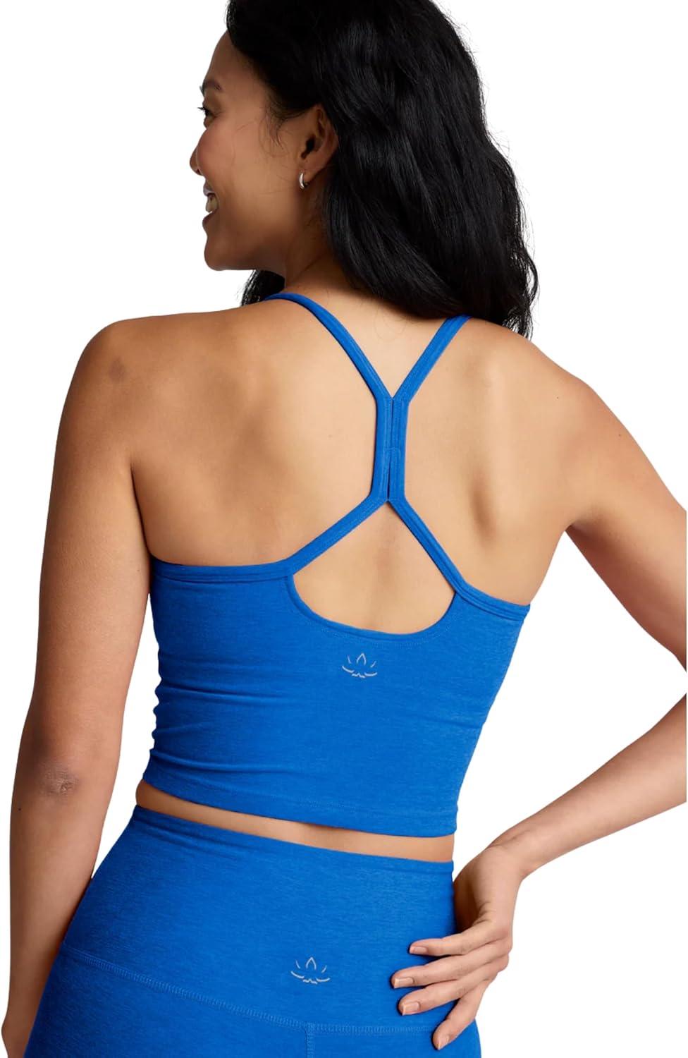 imageBeyond Yoga Womens Spacedye Slim Racerback Cropped TankCourt Blue Heather