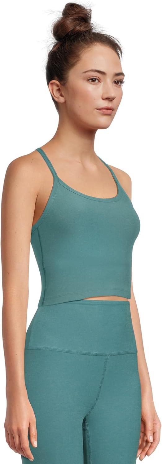 imageBeyond Yoga Womens Spacedye Slim Racerback Cropped TankDeep Aqua Heather