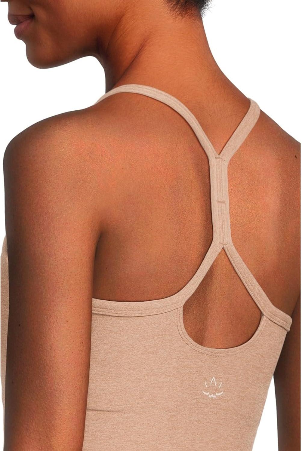 imageBeyond Yoga Womens Spacedye Slim Racerback Cropped TankDesert Sand Heather