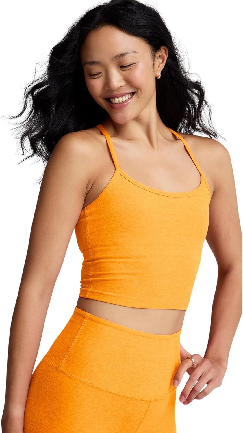 imageBeyond Yoga Womens Spacedye Slim Racerback Cropped TankMango Pop Heather