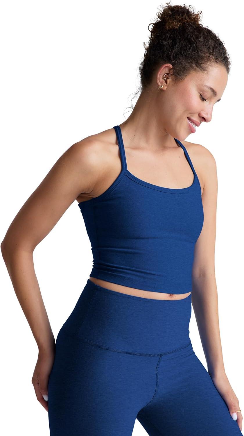imageBeyond Yoga Womens Spacedye Slim Racerback Cropped TankMarine Blue Heather