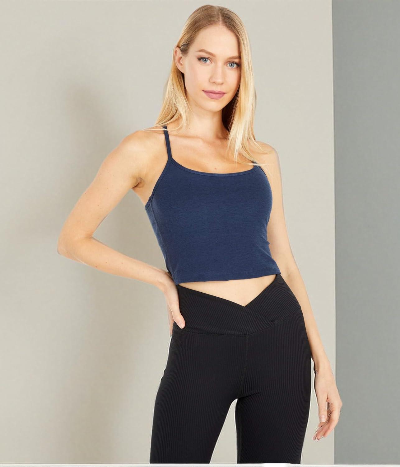 imageBeyond Yoga Womens Spacedye Slim Racerback Cropped TankNocturnal Navy