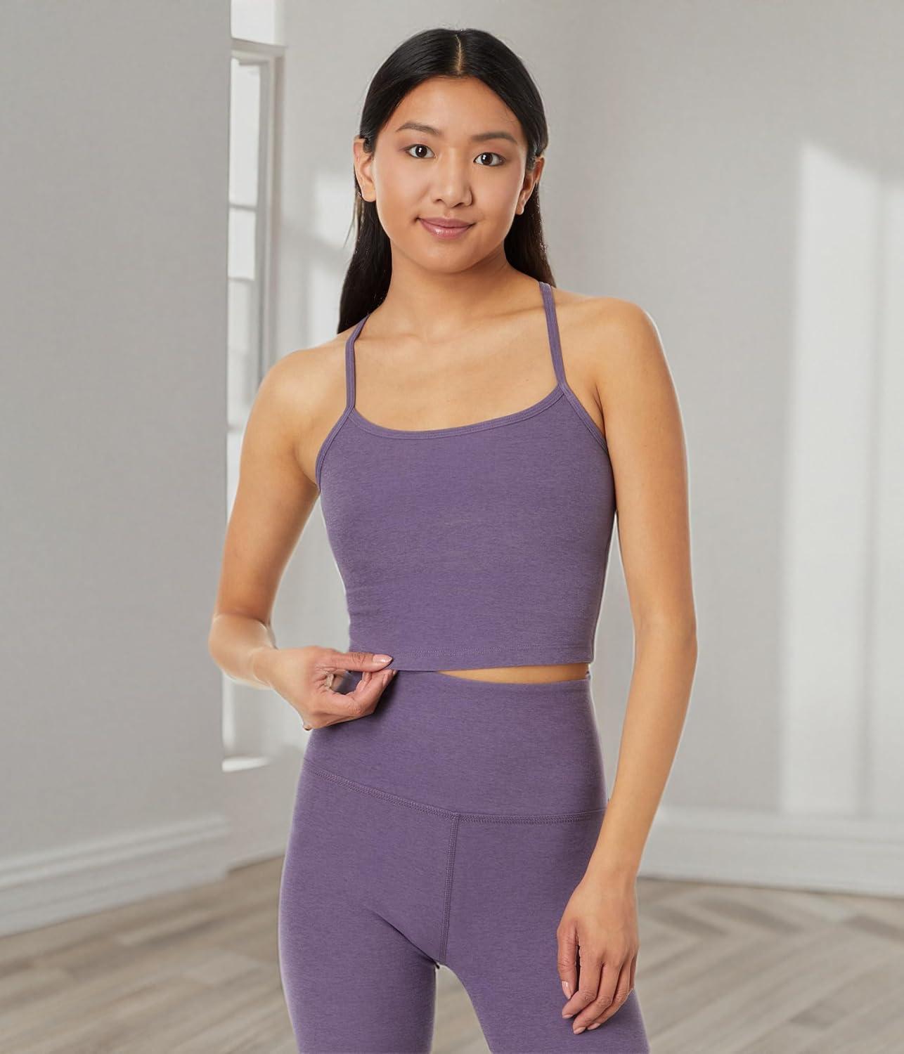 imageBeyond Yoga Womens Spacedye Slim Racerback Cropped TankPurple Haze Heather