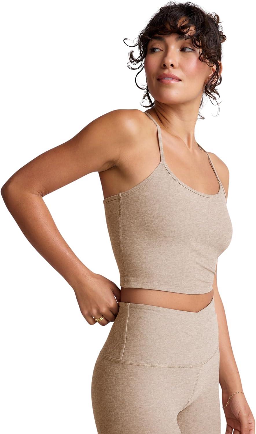 imageBeyond Yoga Womens Spacedye Slim Racerback Cropped TankSand Swept Heather