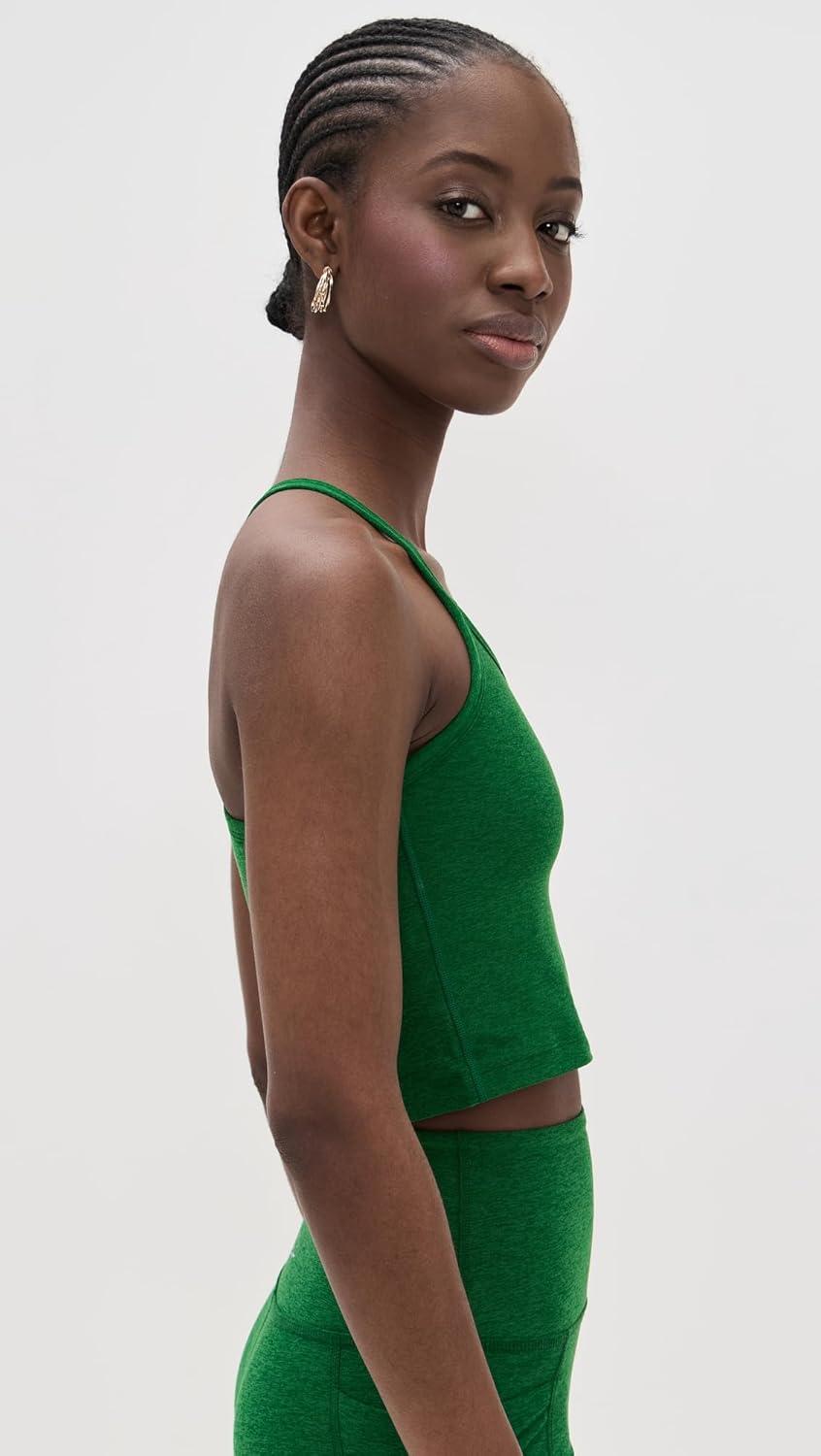 imageBeyond Yoga Womens Spacedye Slim Racerback Cropped TankSummer Thyme Green Heather