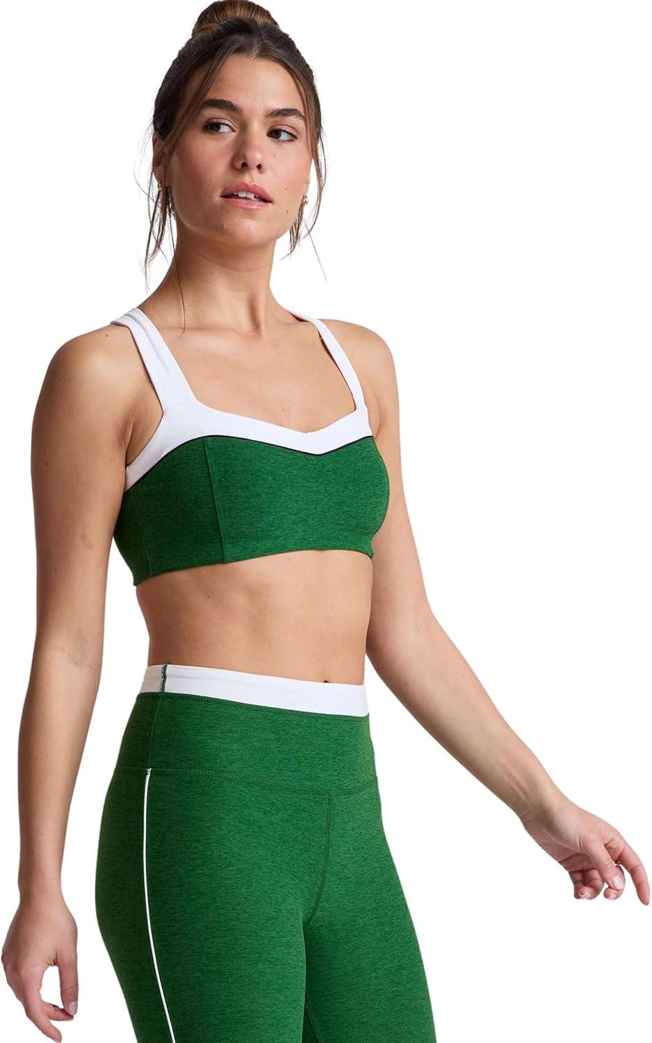 imageBeyond Yoga Womens Spacedye Trophy BraSummer Thyme GreenCloud White