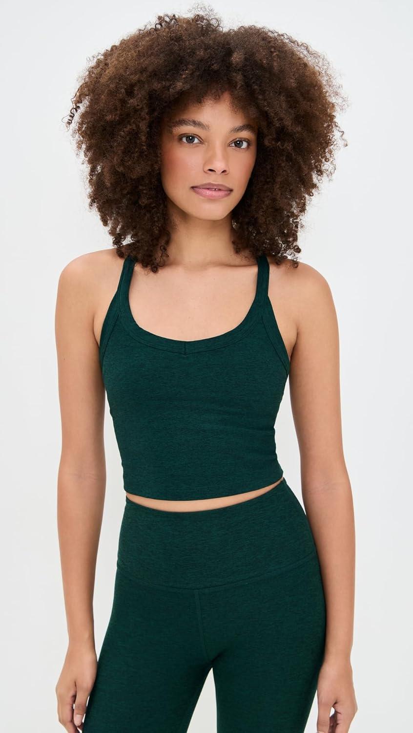 imageBeyond Yoga Womens Spacedye on The Up Cropped TankDark Spruce Green Heather