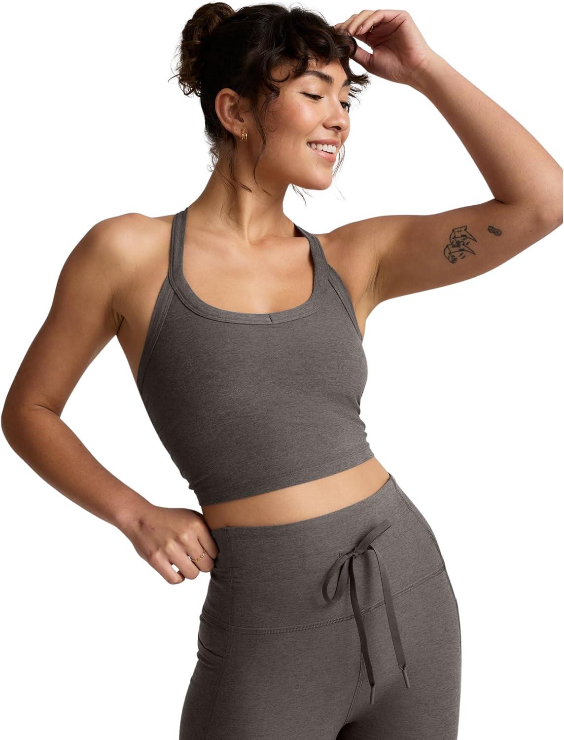imageBeyond Yoga Womens Spacedye on The Up Cropped TankTrue Gray Heather
