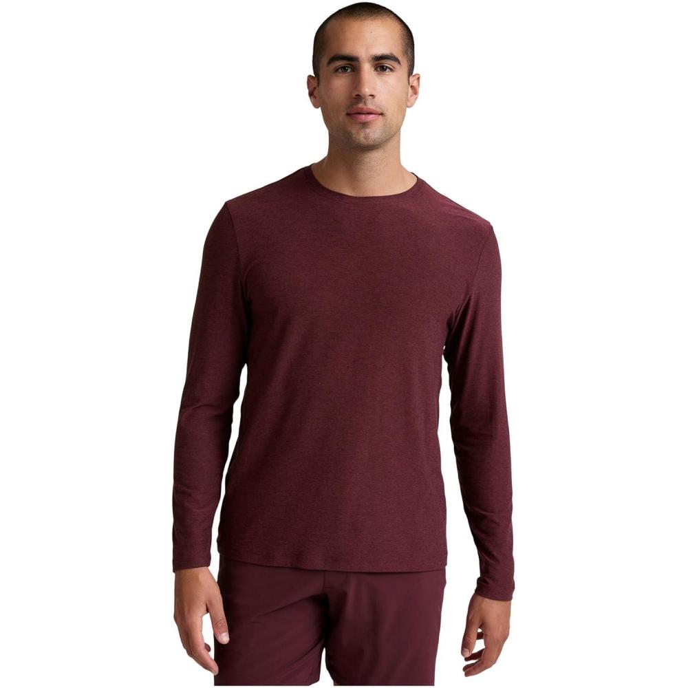 imageBeyond Yoga Mens Always Beyond Long Sleeve Crew 20Midnight Burgundy Heather