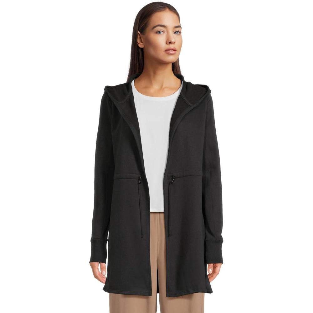 imageBeyond Yoga On The Go Jacket for Women  Cottonpolyester Blend Construction  Adjustable Drawstring Tie WaistBlack