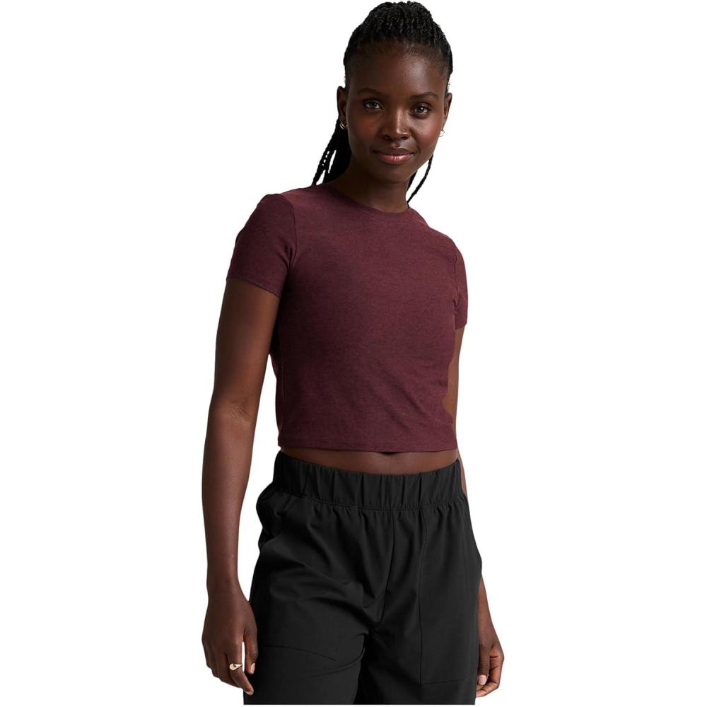 imageBeyond Yoga Womens Featherweight Cropped TeeMidnight Burgundy Heather