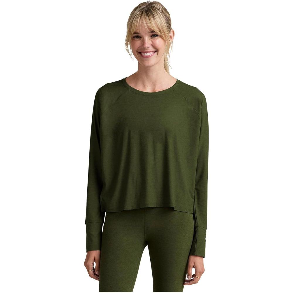 imageBeyond Yoga Womens Featherweight Daydreamer PulloverArmy Green Heather