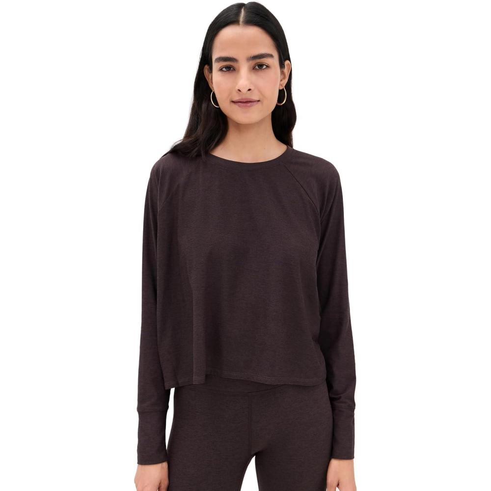 imageBeyond Yoga Womens Featherweight Daydreamer PulloverDark Chocolate Heather